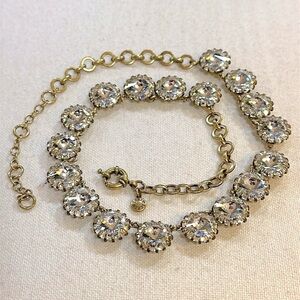J. Crew Gold and Crystal Station Necklace 21” Adjustable Length - EUC
